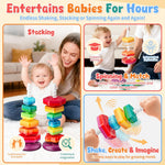 Baby Spinning Stacking Toys for Toddlers 1-3, Sensory Montessori Toy for 1 Year Old Girl Boy, Rainbow Ring Stacker Tower, Educational Learning Toy, Perfect Christmas Birthday Gifts