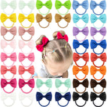 Baby Hair Ties with Bows,50pcs 2inch Baby Hair Bows Durable Rubber Bands Ponytail Holders Toddler Essential Hair Accessories for Infants Baby Girls in Pairs