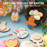 JOYIN 12 Wooden Magnet Creativity Arts & Crafts Painting Kit for Kids, Decorate Your Own Painting Gift for Easter Basket Stuffers, Birthday Parties and Family Crafts, Party Favors for Boys Girls