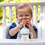Chicco Transition Sippy Cup for Babies 4+ Months, 7oz Training Cup with Soft Silicone Spout, Easy Grip Removable Handles, Measurement Markings, BPA Free, Grey