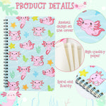 L1rabe 2 A5 Axolotl Spiral Notebooks Back to School Animal Mexican Walking Fish Lined Journal Notepads for Women Girls Cute Axolotl Pattern Exercise Book Students School Office Birthday Gifts