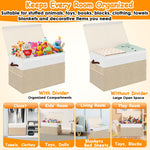 Fineonly Large Toy Storage Box with Lid Upgraded Toy Storage Chest Organizer with Divider Foldable Toy Bin for Kids Boys Girls Playroom Nursery Bedroom (25"x13"x16")
