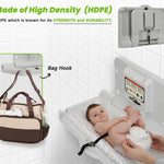 Alpine Wall Mounted Baby Changing Station - Horizontal Baby Changing Table Foldable Diaper Tables with Safety Strap for Commercial Bathroom, ADA Complaint (Hardware Included) White Gray