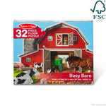 Melissa & Doug Busy Barn Shaped Jumbo Floor Puzzle (32 Pieces, 2 x 3 Feet), Jigsaw Puzzle for Preschoolers and Kids Ages 3+ - FSC Certified