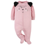 Gerber Baby Girls 4 Pack Sleep 'N Play Footie Leopard Pink 3-6 Months