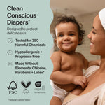 The Honest Company Clean Conscious Diapers for Delicate Skin | Up to 100% Leakproof | Hypoallergenic, Fragrance Free | Gender Neutral | Club Box, Size 1 (8-14 lbs), 78 Count (Prints May Vary)