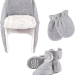 Hudson Baby Girls' Trapper Hat, Mitten and Bootie Set