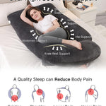 ALLOPERA Pregnancy Pillow, Full Body 57 Inch Maternity Pillow with Removable Washable Cover - Sleep Support for Legs, Back, Neck, Shoulder, HIPS, Belly for Pregnent Women, Black Grey Velvet Cover