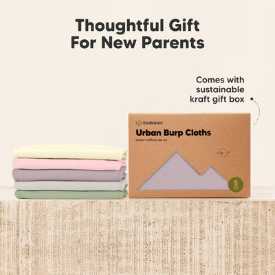 Organic Burp Cloths Baby Boy & Girl - 5-Pack Super Absorbent Cotton Burping Cloths for Babies, Soft & Plush Newborn Spit Up Rags, Infant Towels for Milk Spit Up, Unisex, Large 21" x 10" (Phase)