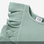 PATPAT Baby Toddler Girl Dresses Infant Ruffle & Short Sleeveless 2 Pack Summer Dress Casual Party Dress Green 12-18 Months