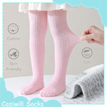 Coziwill Baby Toddler Socks Tights Soft Cotton Cable Knit Girl Tights Leggings 1-2T 3 Pack (Black+Grey+White, M)