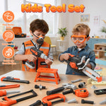 Kids Tool Set Toys, 56 Pcs Toddler Tool Set with Toy Chainsaw & Electronic Drill,Vest, Pretend Play Kids Construction Tools Toy for Toddler 3-5 Years Old Christmas Birthday Gifts