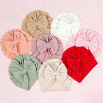 QandSweat 0-24 Months Newborn Girls' Hats Cotton Linen Cap Infant Big Bow Hat Baby Shower(8 Pack)