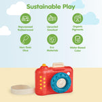 PlanToys® My First Wooden Toy Camera for Toddlers | Kaleidoscope Lens & Clickable Shutter | Montessori-Inspired Pretend Play Camera | Eco-Friendly Sensory Toy for Kids Ages 18+ Months
