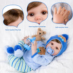 Aori Reborn Baby Boy Doll - 22 Inch Realistic Lifelike Weighted Newborn Boy with Ultra Soft Body, Pacifier, Outfit | Handmade Soft Vinyl Baby Doll for Kids 3+, Toddlers, Collectors
