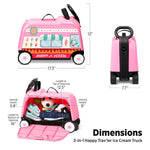Radio Flyer 3-in-1 Happy Trav’ler Ice Cream Truck, Ride on Toy, Toddler Carry-On Storage, Ages 2-5 Years
