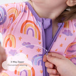 pureborn Baby Girls Sleeper Viscose from Bamboo Pajamas 2-Way Zipper Snug Fit Sleepwear Rainbow Cloud 0-3 Months
