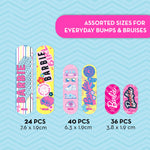 Smart Care Barbie Bandage Kit, Kids Bandages Variety Pack, 3 Assorted Sizes, 100CT with Collectible Barbie Tin Case