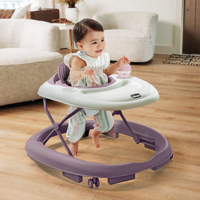Chicco Mod Walker Foldable Infant Walker, 3 Height Adjustments, BPA-Free Tray with 2 Cup Holders, Brake Pads, for Children up to 26 lbs., Space-Saving Compact Fold, Lavender/Purple