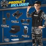 Swat Police Officer Costume for Kids, Police Costume for Kids with SWAT Costume, SWAT Vest, Halloween Costume for Boys, Role Play Kit for Boys Girls