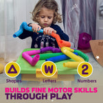 Nutty Toys Pop Tubes - Large 8-Pack Sensory Toys - Creative STEM Learning for Kids & Toddlers - Connect & Pop! Top ADHD Autism Fidget 2026, Best Boy & Girl Valentines Day and Easter Basket Gifts Idea