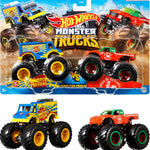 Hot Wheels Monster Trucks 2-Pack, Demolition Doubles Set of 2 Toy Vehicles in 1:64 Scale, for Kids & Collectors (Styles May Vary)