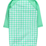 RUGGEDBUTTS Baby/Toddler Boy Swimsuit, One Piece Zipper Rash Guard Sunsuit with UPF 50+ Sun Protection - Spring Bud Gingham, 3-6m