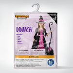 Spooktacular Creations Halloween Fairytale Witch Dress for Kids, Girls Cute Witch Costume Deluxe Set with Broom for Toddler Halloween Role Play Parties, Pink (S 5-7yrs)
