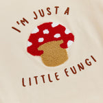 Licupiee Newborn Girl Boy Mushroom Romper Shirts Infant Baby Summer Clothes Letter Embroidery Short Sleeve Bodysuit Tops (Beige, 0-3 Months)