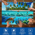 Sutinban Sea Turtle 1000 Piece Puzzle for Adults, Coolest Adult Puzzle 1000 Pieces, Wave Spirit Hawaii Ocean Jigsaw Puzzles Home Decor Happy Family Time