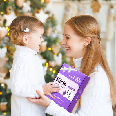 LAB52 Kids Oral Spray Gift Box, Toddler Toothpaste Helper for Cavity Repair and Fresh Breath, Children Anticavity with Fluoride Free for Newborn to Preschoolers, Xylitol Grape Flavor (3 Packs)