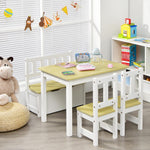 Costzon 2 in 1 Kids Table and Chair Set, Wood Activity Table with Toy Storage Bench & 2 Chairs for Children Reading, Arts, Crafts, Snack Time, Homework, Playroom, Toddler Table and Chairs (Natural)