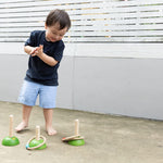 PlanToys® Meadow Ring Toss Wooden Montessori Coordination and Gross Motor Toy | Focus, Aim, Balance and Movement Development Activity | Eco Friendly Outdoor and Indoor Learning Game