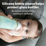 Dr. Brown's Anti-Colic Options+ Narrow Glass Baby Bottles with Silicone Sleeves, Blue, Glow, Mint, BPA-Free, 8 oz/250 mL, 0m+, 3-Pack