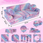 whiffee 13 PCS Kids Play Couch, Modular Glowing Kids Toddler Couches, Kid Play Couch Sofa for Playroom and Bedroom (Rainbow)