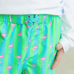 RUGGEDBUTTS Boys UPF50+ Sun Protection Striped Color Block Swim Trunks - Neon Flamingo Stripe, 3T