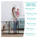 Regalo Safety 30.5-58" Extra Wide Arch Baby Gate with Door, Pressure Mount Walk Through Gate for Doorways & Bottom of Stairs, Babies, Toddlers & Pets, Tested & Safe, American Designed, American Owned