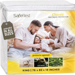 SafeRest Waterproof Queen Size Mattress Protector - Fitted with Stretchable Pockets - Machine Washable Cotton Mattress Cover for Bed