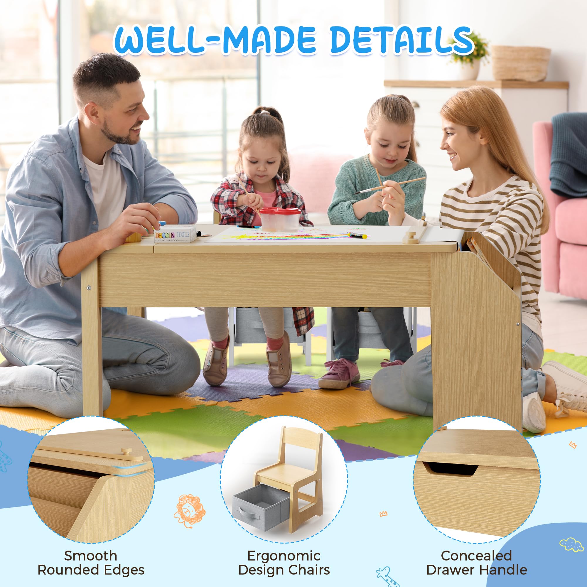 5-in-1 Kids Art Table and Chairs, Toddler Table - Art & Drawing Toys ...