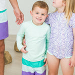 RUGGEDBUTTS® Baby/Toddler Boys Long Sleeve Rash Guard Swim Shirt w/UPF 50+ - Mint, 2T