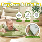 TINITIGIES Baby Play Gym Mat - Jungle Safari Activity Mat with 8 Detachable Toys for Sensory Development - Thick, Oversized, Washable and Non-Slip Bottom Playmat - Perfect Tummy Time Mat for Baby