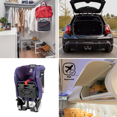 Diono Radian 3RXT SafePlus, 4-in-1 Convertible Car Seat, Rear and Forward Facing, SafePlus Engineering, 3 Stage Infant Protection, 10 Years 1 Car Seat, Slim Fit 3 Across, Purple Wildberry