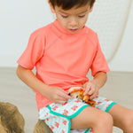 RUGGEDBUTTS® Baby/Toddler Boys Short Sleeve Rash Guard - Coral, 3T