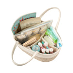 Kodomoore Diaper Caddy Organizer, Empty Gift Basket for Newborn Essentials, Baby Storage Basket, Stylish Gift Bag for Baby Shower, Boys and Girls – Small, White and Beige Brown