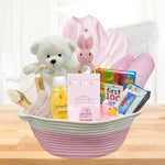 New Baby Girl Gift Basket | Unique Gift Set for a New mom Pink Baby Gift Set. Welcome Baby Care Package All w/Newborn Essentials Bundle for Expecting Moms Baby Shower, After Labor Gift