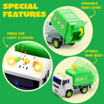JOYIN 4 Pcs 7" Long Vehicle Toy Set, Toddlers Cars with Lights and Siren Sound, Including Play Police Car, School Bus, Garbage Truck, Ambulance, Birthday Party Gifts Toys for Boys 3-5