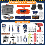 Kids Tool Bench with Realistic Electric Drill, 132 PCS Toddler Tool Set, Birthday Toys for Kids Ages 3 4 5 6 7 8, Toddlers Tool Box & Workbench, Kid Tools Set for Boys Girls 3-5 6-8