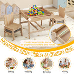 Costzon Kids Table and Chairs, 3 in 1 Wooden Activity Toddler Desk w/Reversible Whiteboard & Chalkboard, Hidden Space and Drawers for Arts, Crafts, Play, Toddler Table and Chair Set (Gray, Panda)