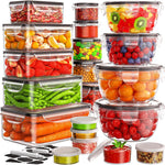 40 PCS Food Storage Containers with Lids Airtight (20 Lids &20 Containers) - Leakproof Meal-Prep Containers for Kitchen Storage Reusable Plastic Microwave/Dishwasher Safe with Labels & Pen