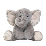 Plush elephant toy on a white background